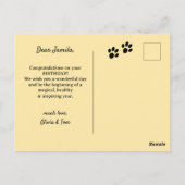 Carte Postale Retro Fun Chat et Gâteau d'Anniversaire (Dos)