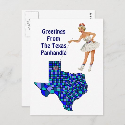 Carte Postale Retro Fun Texas State Map Point Remplacement de ca (Devant / Derrière)