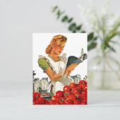 Carte Postale Retro Gal Stylish Dans Sa Cuisine Ca (Debout devant)