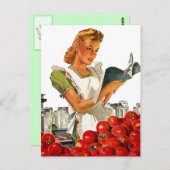 Carte Postale Retro Gal Stylish Dans Sa Cuisine Ca (Devant / Derrière)