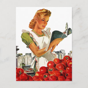 Carte Postale Retro Gal Stylish Dans Sa Cuisine Ca
