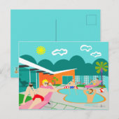 Carte postale Retro Gay Pool Party (Devant / Derrière)