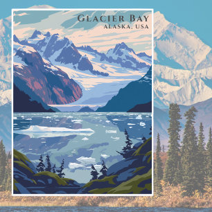 Carte Postale Retro Glacier Bay Alaska USA National Park Travel