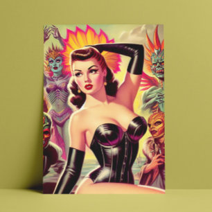 Carte Postale Retro Glam Girl
