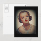 Carte Postale Retro Glam Girl Lipstick (Devant / Derrière)