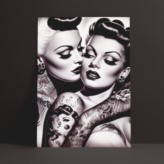 Carte Postale Retro Glam Tattoo Girls