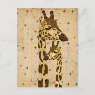 Carte postale rétro Golden Bronze Giraffes