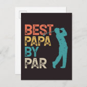 Carte Postale Retro Golfer - Best Papa By Par (Devant / Derrière)