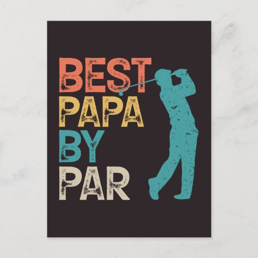 Carte Postale Retro Golfer - Best Papa By Par (Devant)