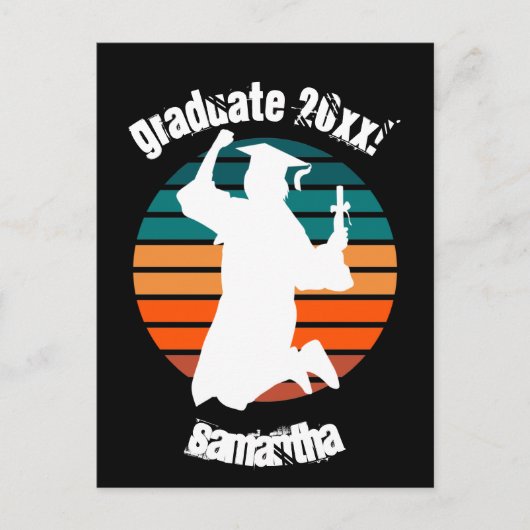 Carte Postale Retro Graduate Jumping pour Joy Rainbow (Devant)