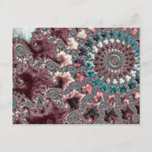 Carte Postale Rétro Groovy Éclectique Bohémien Spirale Fractale