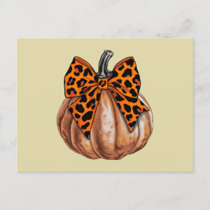 Carte Postale Retro Halloween Coquette Bow Citrouille Éffrayant