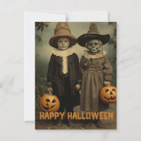Retro Halloween enfants déplaisants avec citrouill