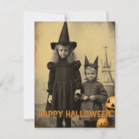 Retro Halloween enfants déplaisants avec citrouill