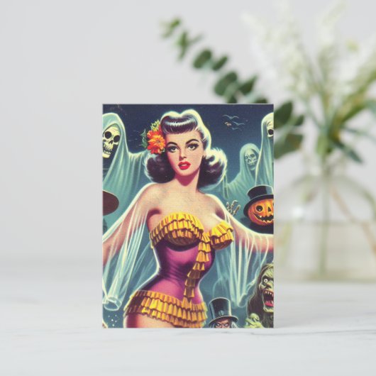 Carte Postale Retro Halloween fille (Debout devant)