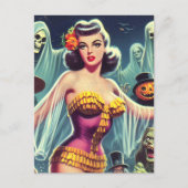 Carte Postale Retro Halloween fille (Devant)