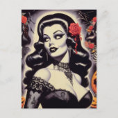 Carte Postale Retro Halloween Goth Pin-up (Devant)