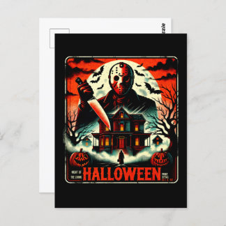Carte Postale Rétro Halloween Horror Night 80s Slasher Vibes