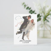 Carte Postale Retro Happy Mariage Elated Couple Cadfts (Debout devant)