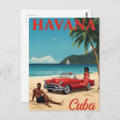 Carte Postale Retro Havana Beach Vibes (Devant / Derrière)