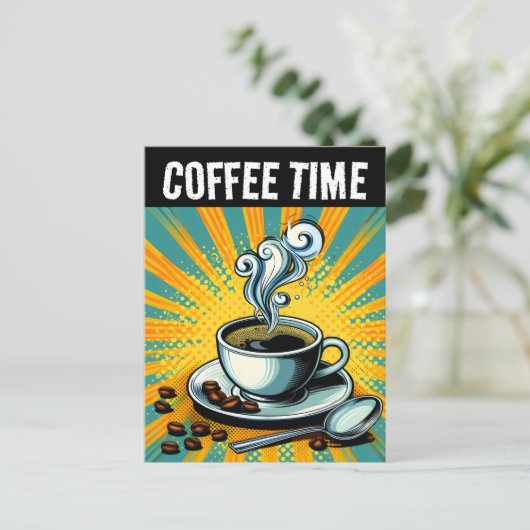 CARTE POSTALE RETRO HEURE CAFÉ (Debout devant)