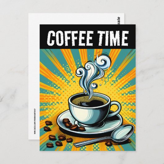 CARTE POSTALE RETRO HEURE CAFÉ (Devant / Derrière)