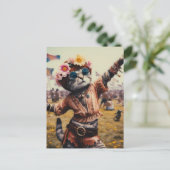 Carte postale Retro Hippie Kitty (Debout devant)