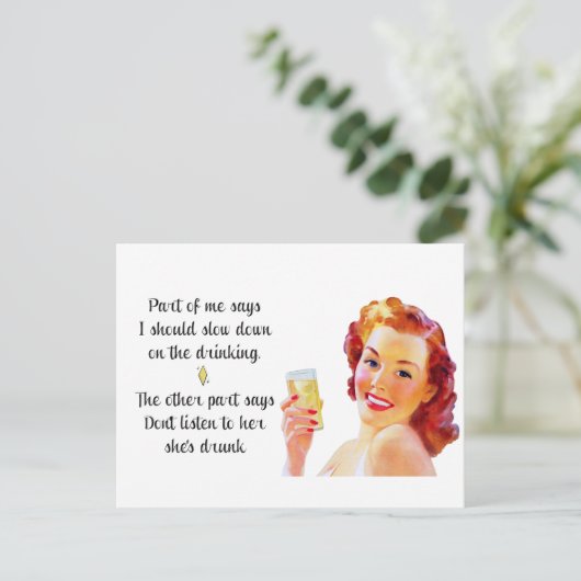 Carte postale Retro Housewoman Funny Citation (Debout devant)