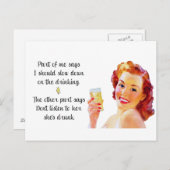 Carte postale Retro Housewoman Funny Citation (Devant / Derrière)