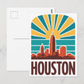 Carte Postale Retro Houston Skyline Sunset Graphisme (Devant / Derrière)