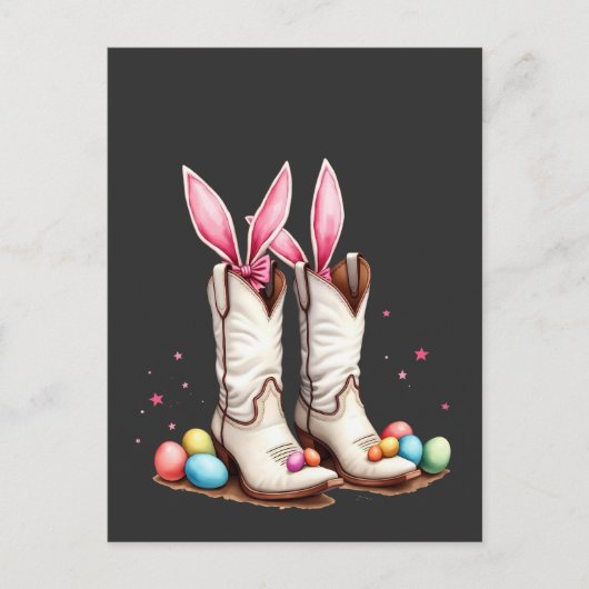 Carte Postale Retro Howdy Easter Funny Cowboy Boots Easter Eglis (Devant)