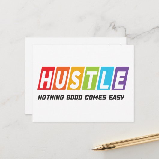 Carte Postale Rétro Hustle Rien Ne Vient Facilement (Devant/Arrière en situation)
