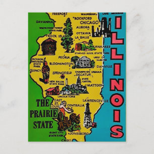 Carte postale rétro Illinois Vintage Decal