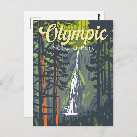 Carte Postale Retro Illustration du Parc National Olympique (Devant / Derrière)