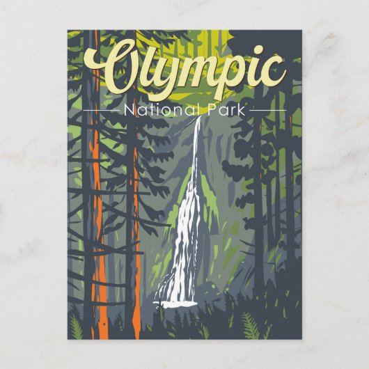 Carte Postale Retro Illustration du Parc National Olympique (Devant)