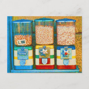 Carte Postale Retro Italien Colorful Nut Dispenseurs 1950s Style