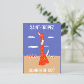 Carte Postale Retro jazz Saint Tropez Summer beach mode (Debout devant)