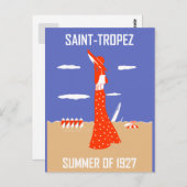 Carte Postale Retro jazz Saint Tropez Summer beach mode (Devant / Derrière)