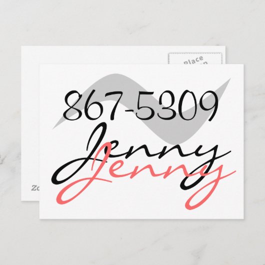 Carte postale Retro Jenny 867-5309 pour un bon app (Devant / Derrière)