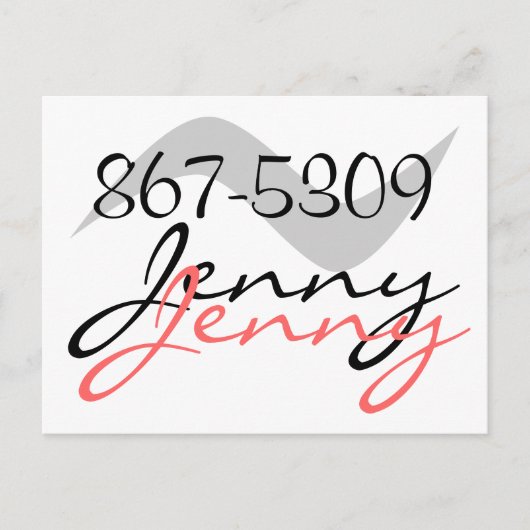 Carte postale Retro Jenny 867-5309 pour un bon app (Devant)