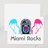 Carte Postale Rétro Jukebox du diner Miami Flamingos (Devant / Derrière)