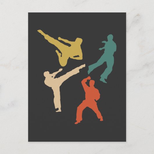 Carte Postale Retro Karate Fighter Kicks Martial Arts (Devant)