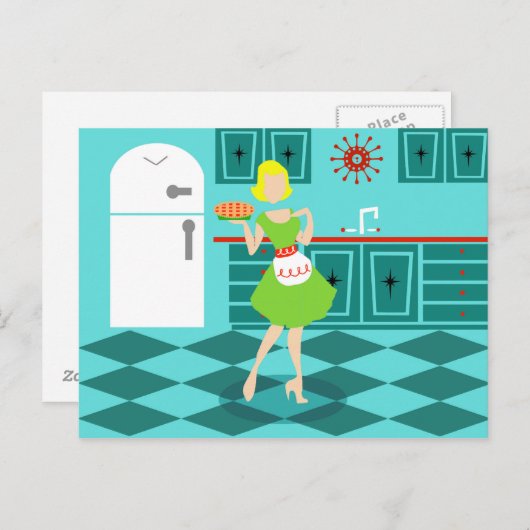 Carte Postale Retro Kitchen Postcard (Devant / Derrière)