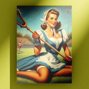 Carte Postale Retro Lacrosse Girl