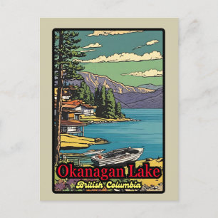 Carte Postale Rétro le paysage du lac Okanagan bande dessinée vi