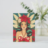 Carte Postale Retro les années 50 Tropical Christmas Pin-Up Girl (Debout devant)