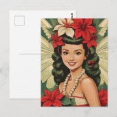Carte Postale Retro les années 50 Tropical Christmas Princesse (Devant / Derrière)