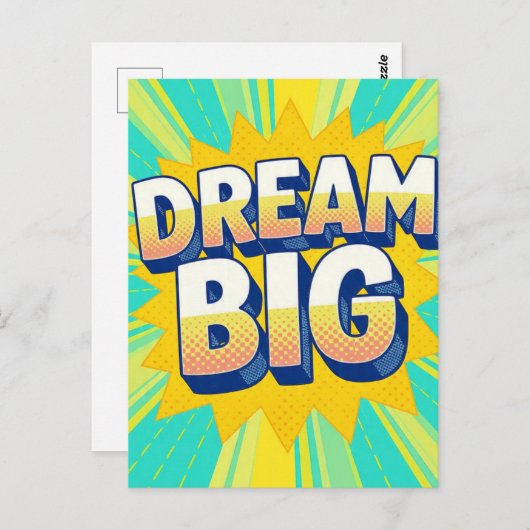 Carte Postale Retro lettering dream big text (Devant / Derrière)