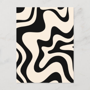 Carte Postale Retro Liquid Swirl Moderne Abstrait Motif Noir
