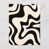Carte Postale Retro Liquid Swirl Moderne Abstrait Motif Noir (Devant)